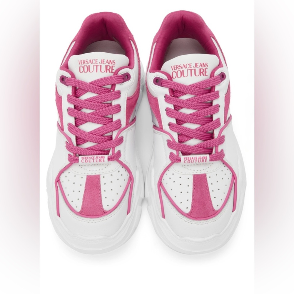 VERSACE JEANS COUTURE
Off-White & Pink Speedtrack Low Sneakers